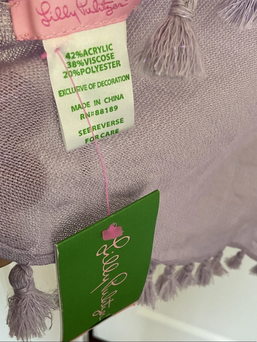 Lilly Pulitzer Lavender Tassel Scarf